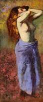 Degas, Edgar - Woman in a Blue Dressing Gown, Torso Exposed
